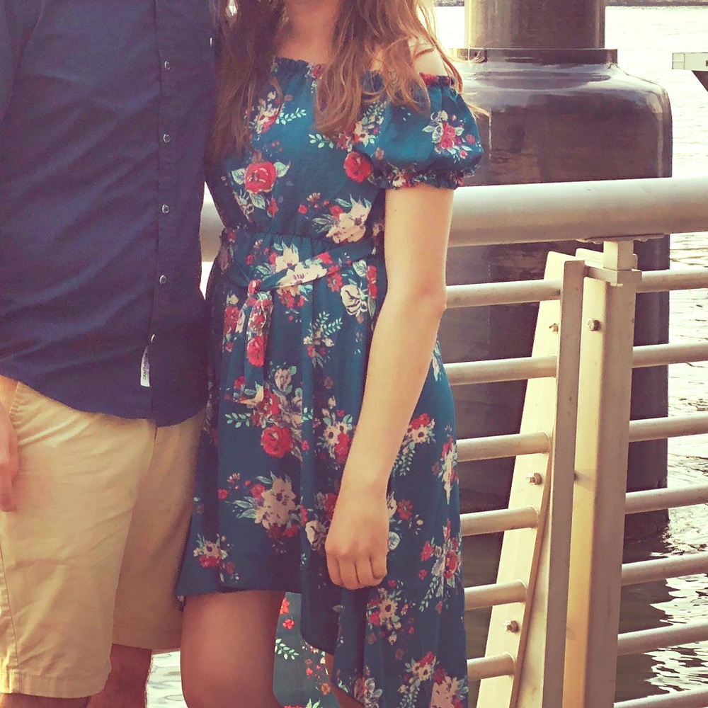 High-Low Elastic Off Shoulder Dress